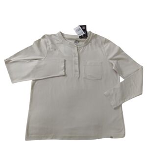 Dickies Women's Heavyweight Creme Work Casual Grungecore Henley‎ Shirt size L